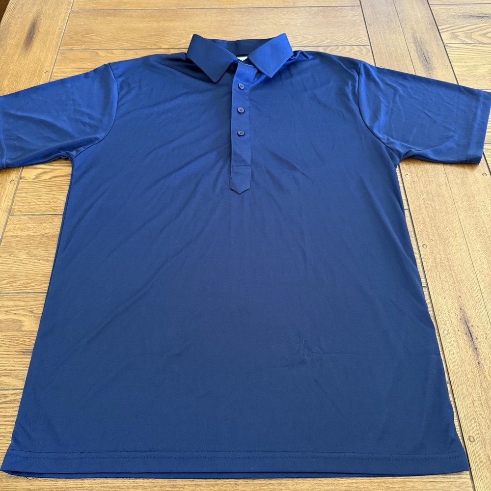 Collars & Co. Men's Short Sleeve Collared Button Polo Shirt Solid Navy Blue L